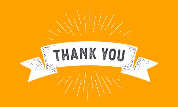 Thank you typed on a white banner over a yellow background